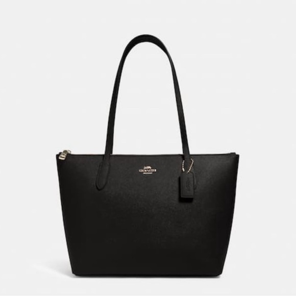 NEW COACH Crossgrain Leather Top Zip Carry All Tote Black Gold XGRAIN Black - Picture 1 of 11